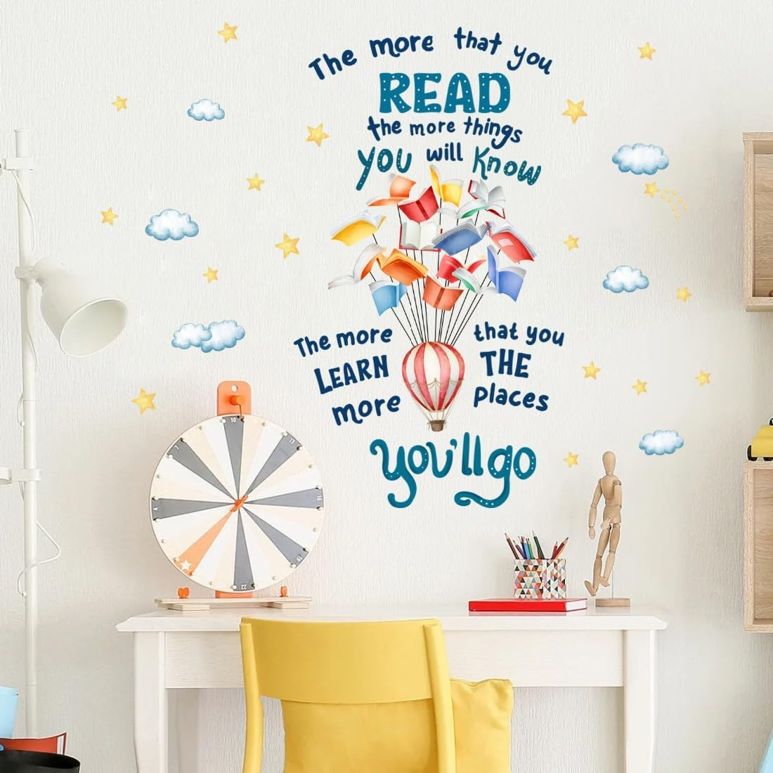 YIMEHDAN Reading Book Wall Decal,The More That You Read the More Things You Will Know Inspirational Quote Vinyl Wall Stickers, Removable Educational Reading Artwork for Classroom Office Library Decor image number 4