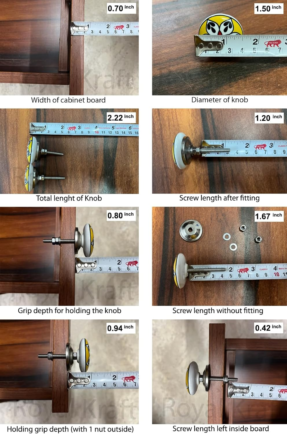 Royal Kraft Vintage Grey Painted Ceramic Pull Knobs for Kitchen Cabinet, Door & Drawer, Wardrobe, Cupboard (10 Designs X 2 Pcs = 20 Knobs) Sknob014_20 image number 5