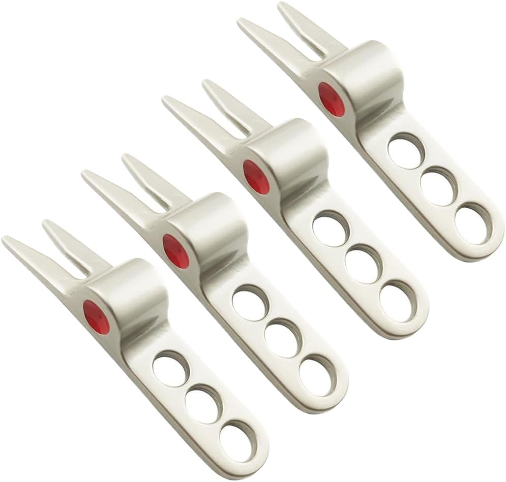 Jinshining 4 Pcs Silver Golf Ball Fork Pivot Divot Repair Tool Compatible Golf Divot Tools for Scotty Cameron Divot Tools image number 6