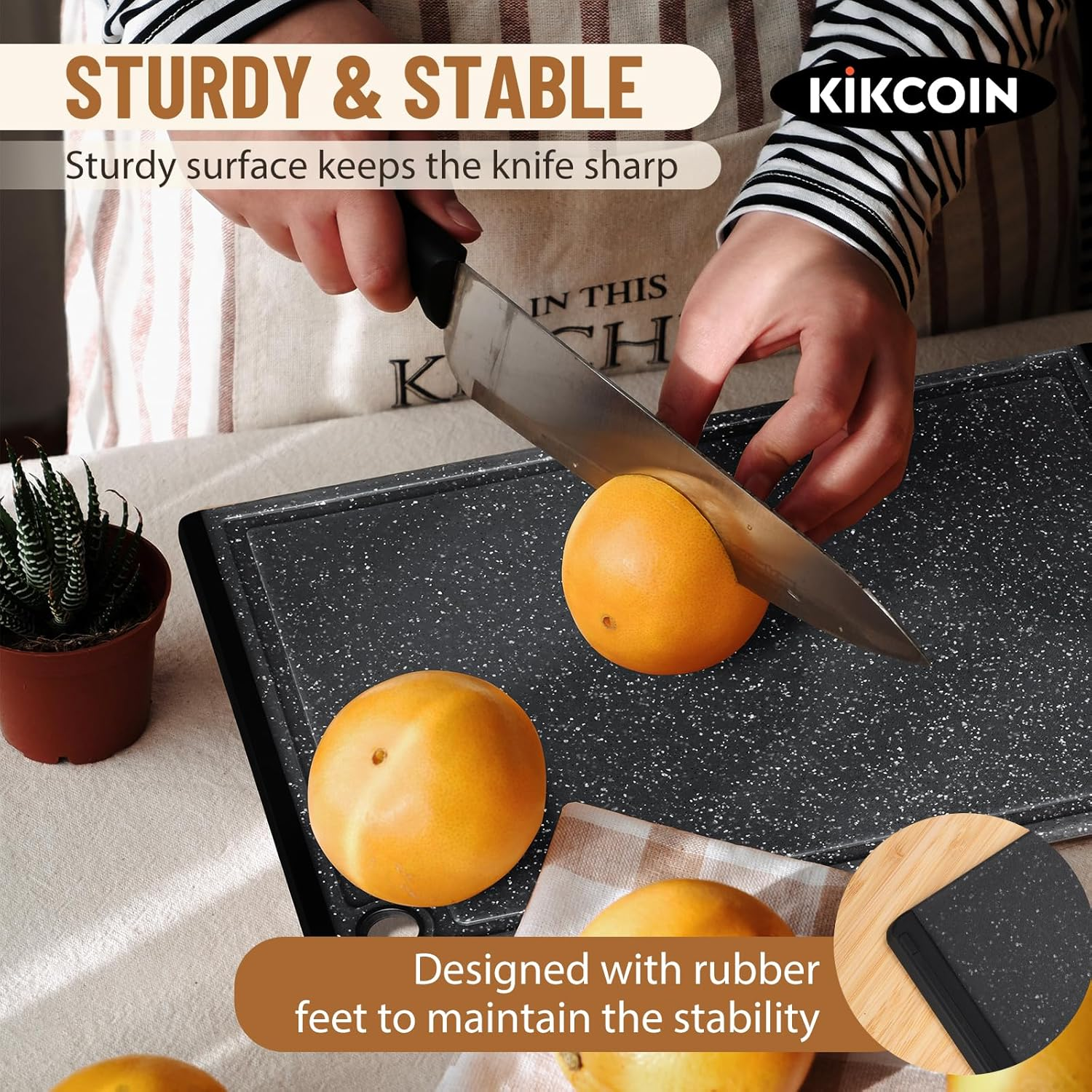 Kikcoin Plastic Cutting Coards for Kitchen, 3-Piece Large Cutting Board Set Dishwasher Safe Chopping Boards with Non-Slip Feet and Juice Grooves, image number 4