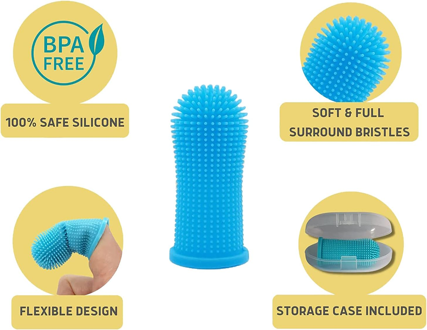 Weforu 2 Pair Dog Toothbrush Dog Teeth Cleaning Dog Toothbrush Fingerbrush for Dental Care (Blue Pink Orange Transparent) image number 4