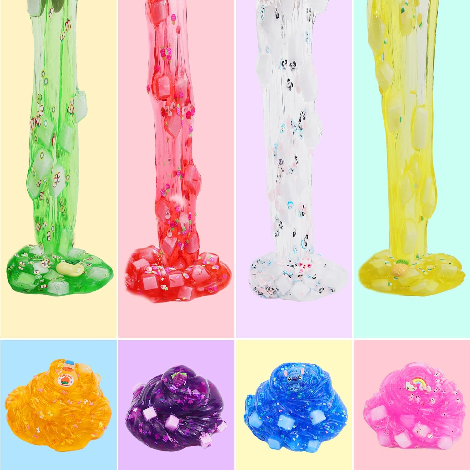 1KG Jelly Cube Clear Slime Kit 8 Pack for Kids, Crunchy Water Slime with Peachybbies, Stress Relief Toy, Party Favors for Girl Boys 6 7 8 9 10 11 12 image number 4