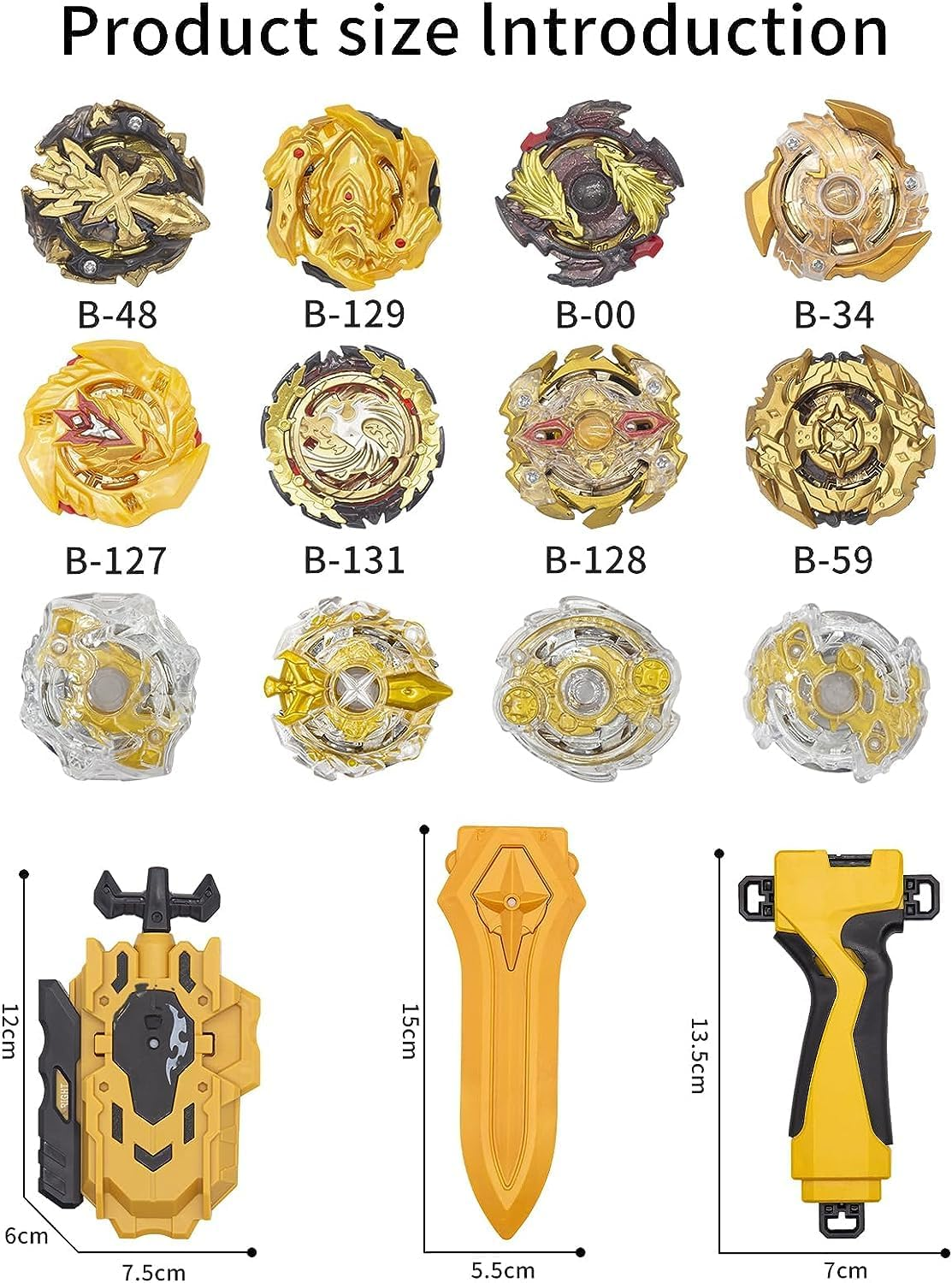 B-Qtech Battling Top Burst 12 New Gyros Top with 2 Launcher, Arena Toy, Gyro Pocket Box Pro (Gold) image number 3