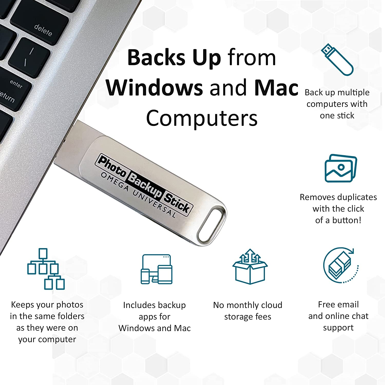 Photo Backup Stick Omega Universal Picture and Video Backup for Any Device - Iphone, Android, Computer, Tablets (256GB) image number 4