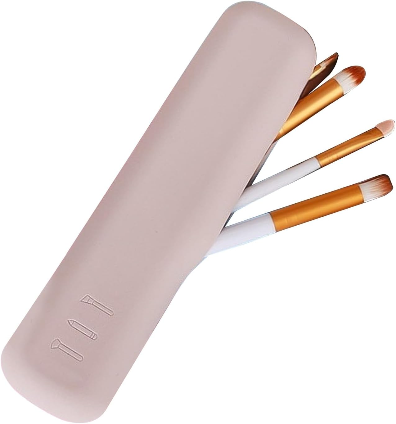 Silicone Makeup Brush Holder Travel Cosmetic Bag &ndash; Soft Portable Cosmetic Face Brushes Holder with Anti-Fall Out Magnetic Closure, Large Travel Makeup Brush Case (Walnut)