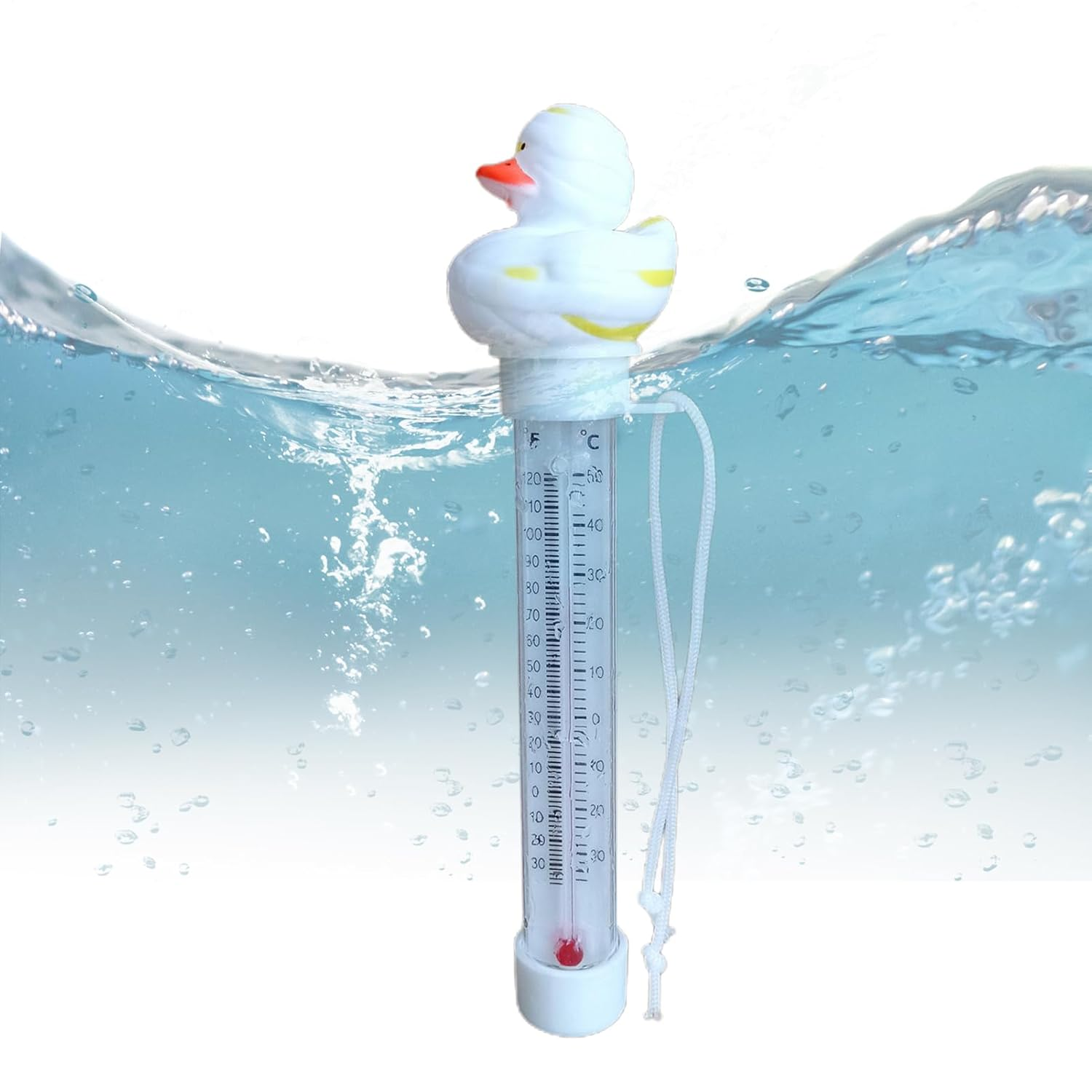 Rubber Duck Floating Thermometer | Duck Easy Read Temperature Gauge with String | Pool Thermometers Floating, for Cold Plunge,Ice Bath, Spa, Hot Tub, Pond,Outdoor & Indoor Swimming Pools