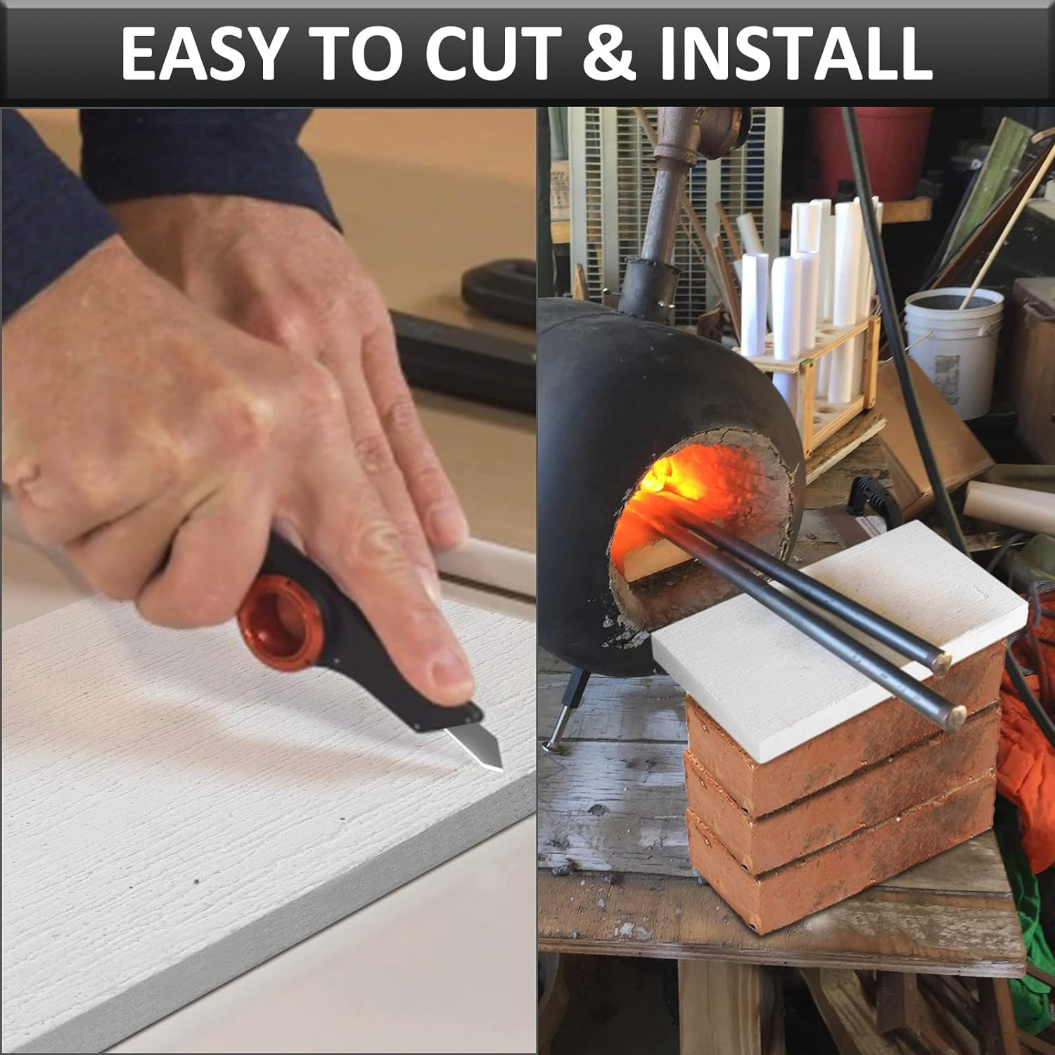 BXI Ceramic Fiber Thermal Insulation Board (2732F) - Inorganic - Flame Retardant, Heat Resistant (12'' X 8'' X 0.8'')