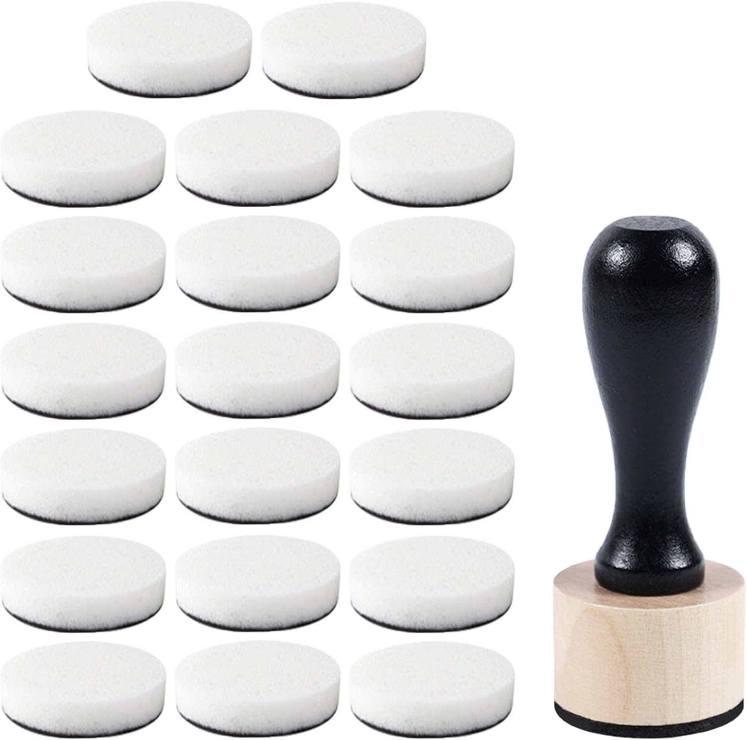 CENZICOM 21 Packs Mini round Ink Blending Tool with Foams Set for Drawing, Distressing, Blending and More (Black-White(Round Sponge+Handle))