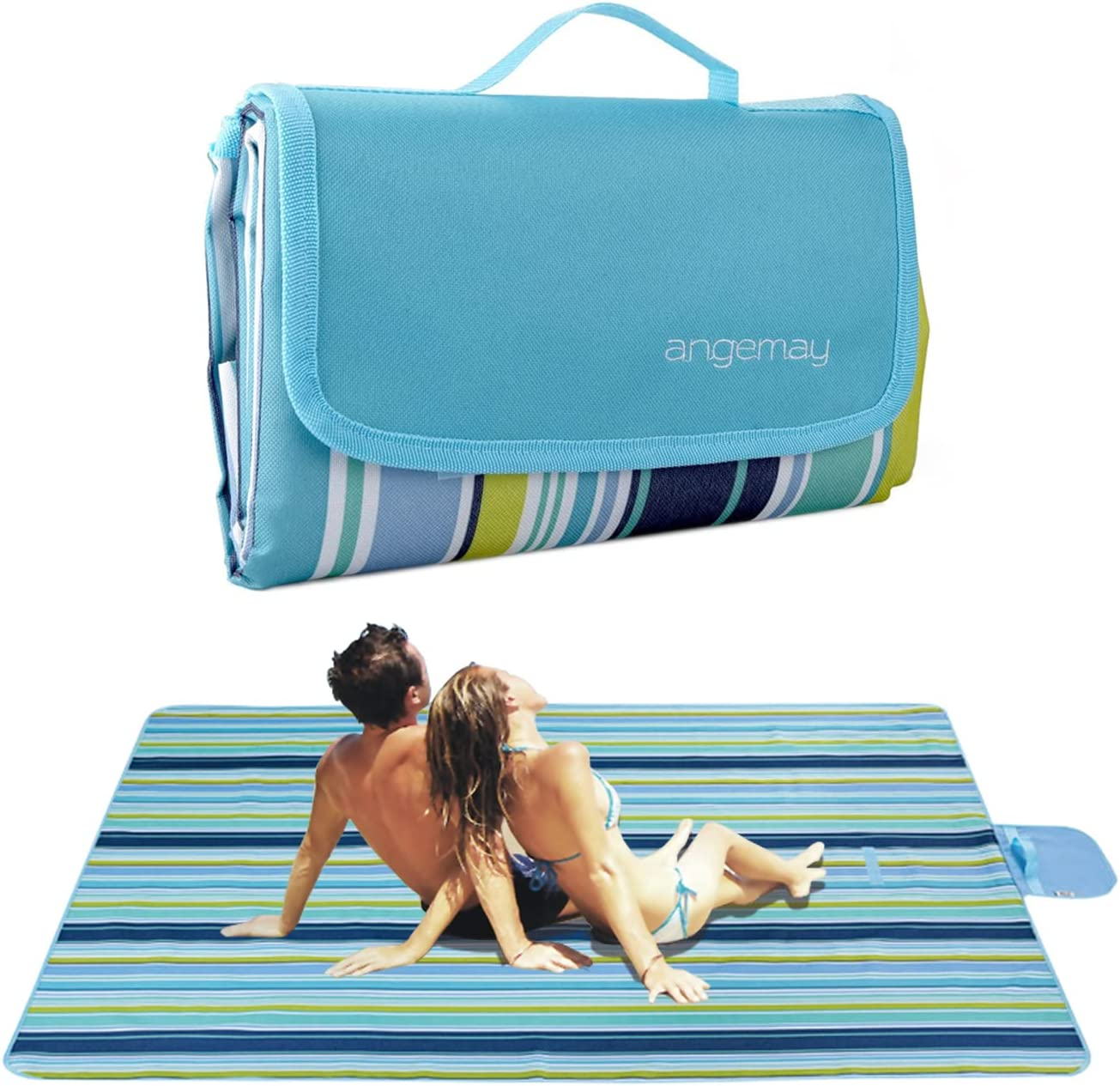 Angemay Outdoor & Picnic Blanket Extra Large Sand Proof and Waterproof Portable Beach Mat for Camping Hiking Festivals image number 2