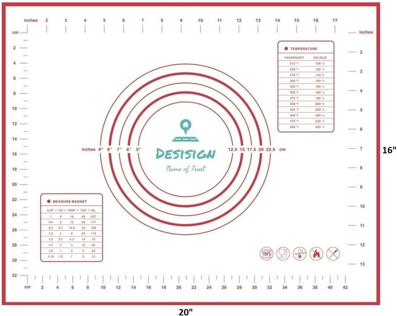 Baking MAT | Pastry | Fondant | Cake Tray | Pie Crust | Oven Liner | Rolling Dough | Bakeware Paper | Non-Stick Counter Top | Re-Useable Pizza Sheet | Food Grade Silicone | MAT image number 2
