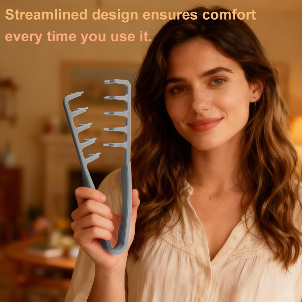 AYBUY Styling Comb, Texture Comb with Wide Teeth, Volume Curl Comb, Natural Curls Hair Comb, Structure Comb, Styling Comb with Texture Comb for Bangs, Seam Grooming, Seam Care (Grey)