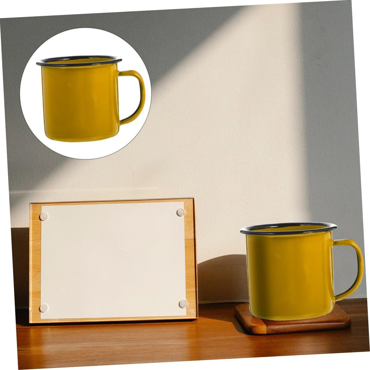 2Pcs Vintage Style Enamel Mugs Retro Coffee Tea Drinking Cups for Camping Travel and Office Use and Practical Water Cups image number 2