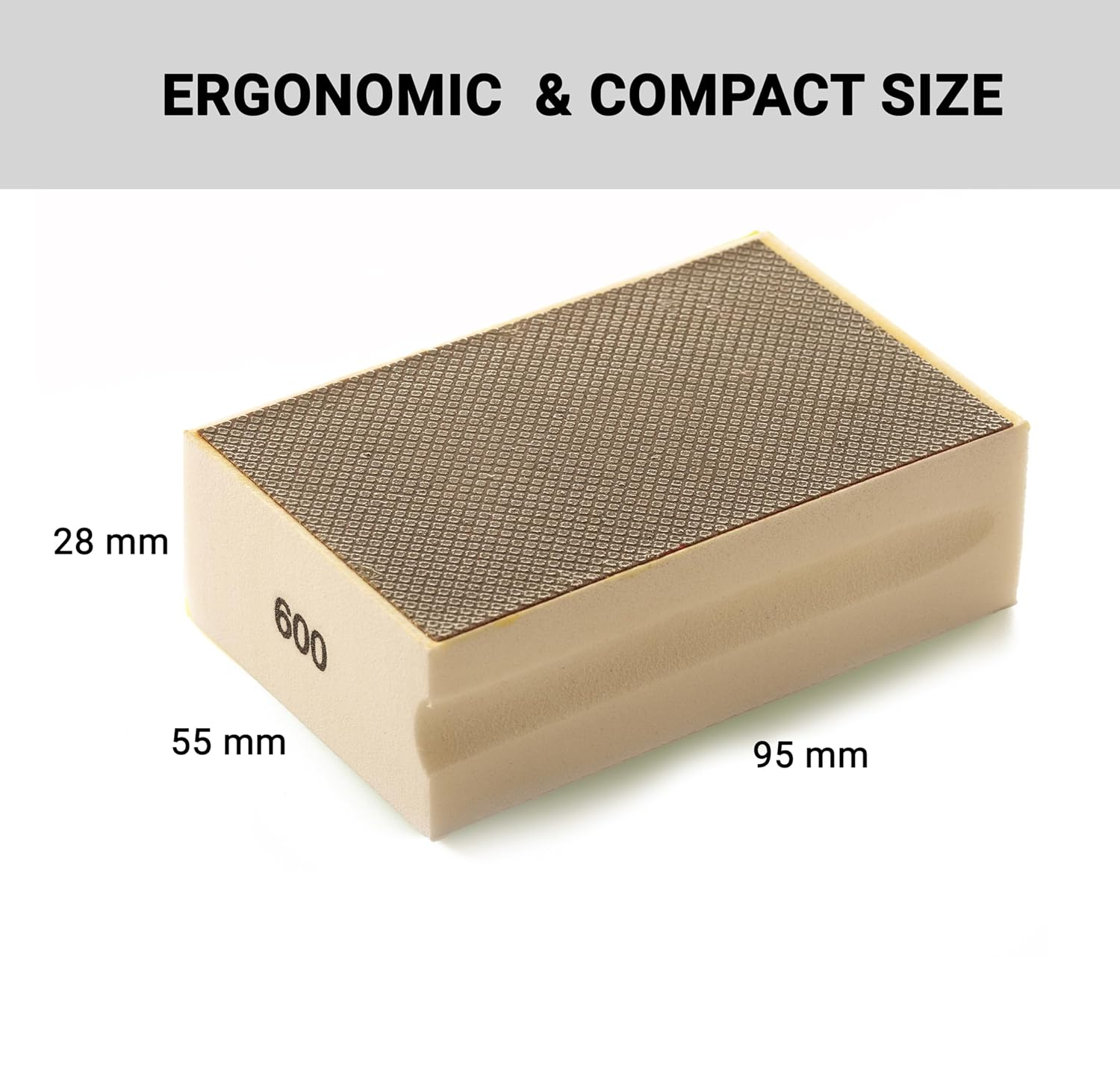 GLASS POLISH PRO Diamond Hand Polishing Pad, Grit 600 Ultra Fine Foam Sanding Block for Smoother Finish and Delicate Sanding of Glass, Tiles, Ceramics, Concrete, Granite, Marble, and More - GP15100 image number 5