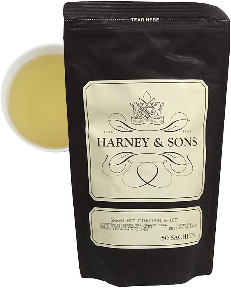 Harney & Sons Green Hot Cinnamon Spice, Bag of 50 Sachets
