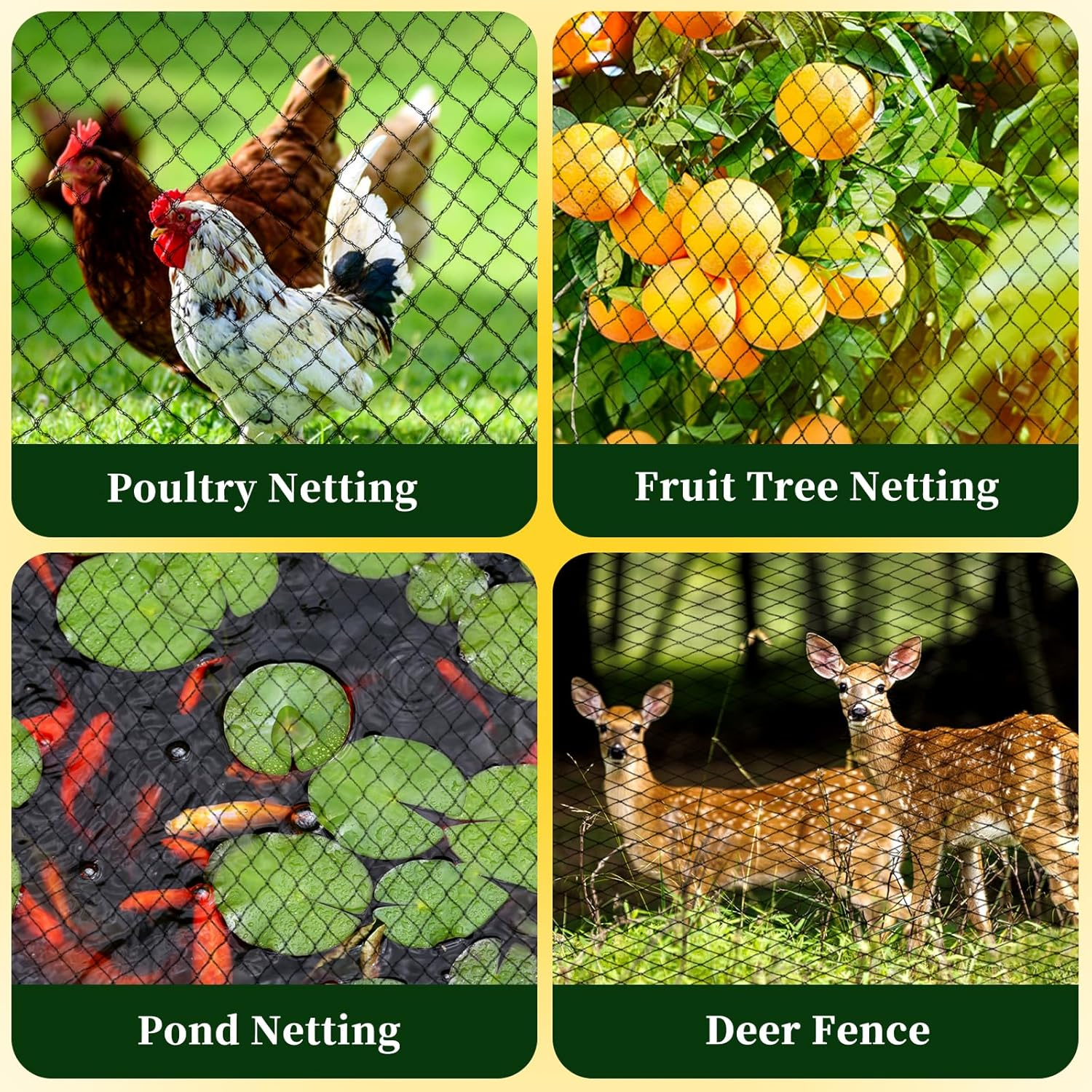 Bird Netting for Garden, 13 X 40 FT Bird Netting for Chicken Coop, Heavy Duty Garden Poultry Net Mesh with Ties and Staples for Fruit Trees Vegetables against Birds, Deer, Squirrels image number 4