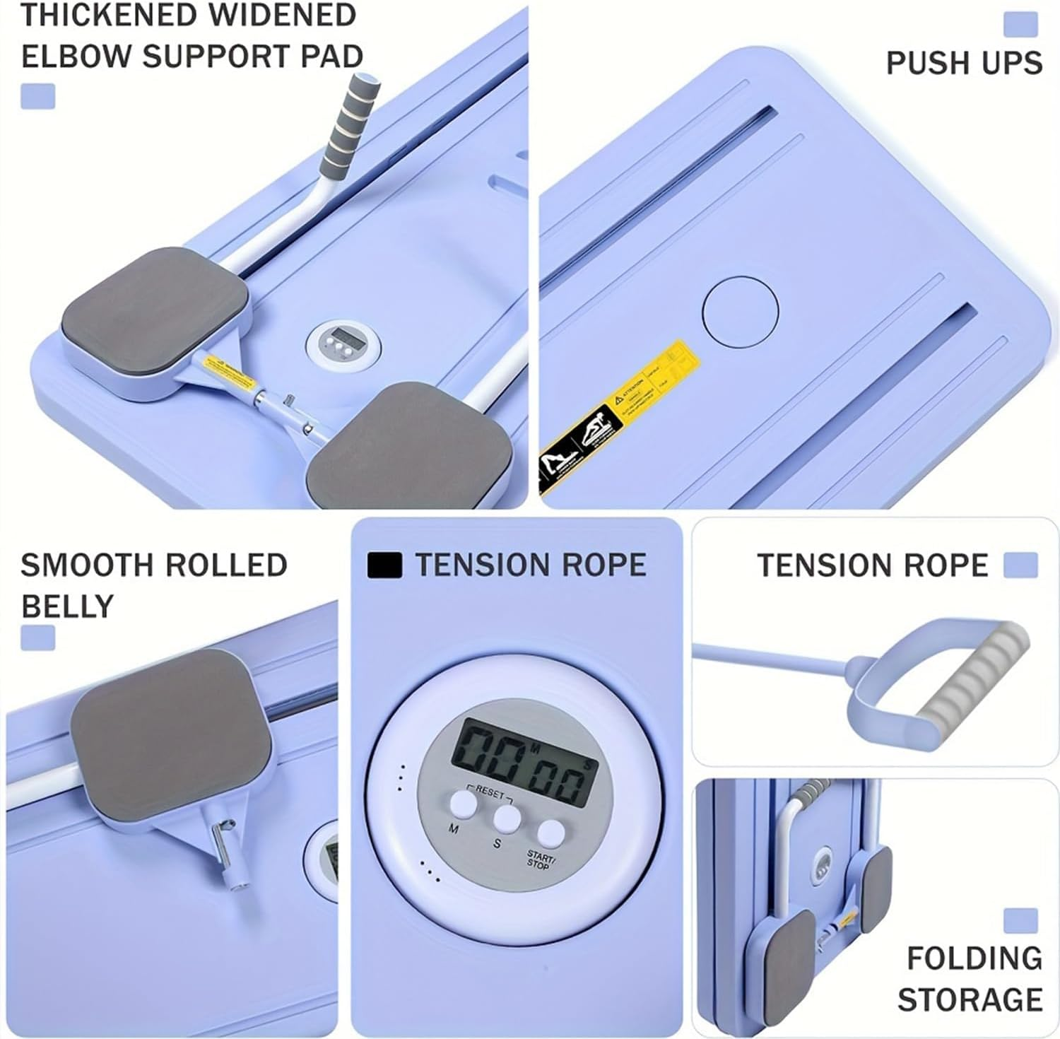 Pilates Board, Pilates Reformer, 5 in 1 Multi-Functional Fitness Board, Suitable for Core Training, Fat Burning, Pilates, with Automatic Rebound Design, Simple Operation, Easy Storage image number 4