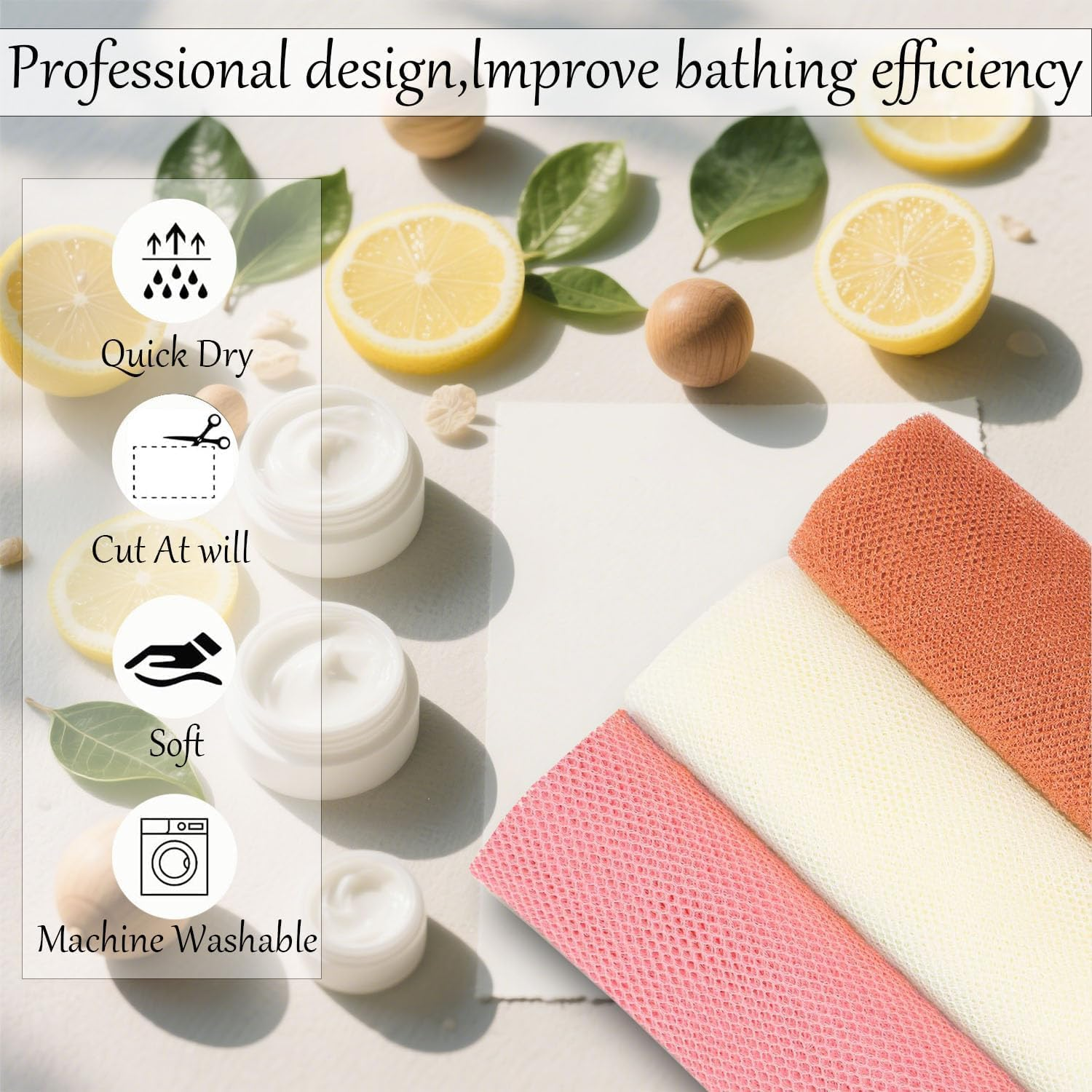 6 Pcs African Net Sponge Authentic，Body Scrubber, Body Exfoliator, Body Scrubber Net for Back Skin Smoother Pink, White, Brown