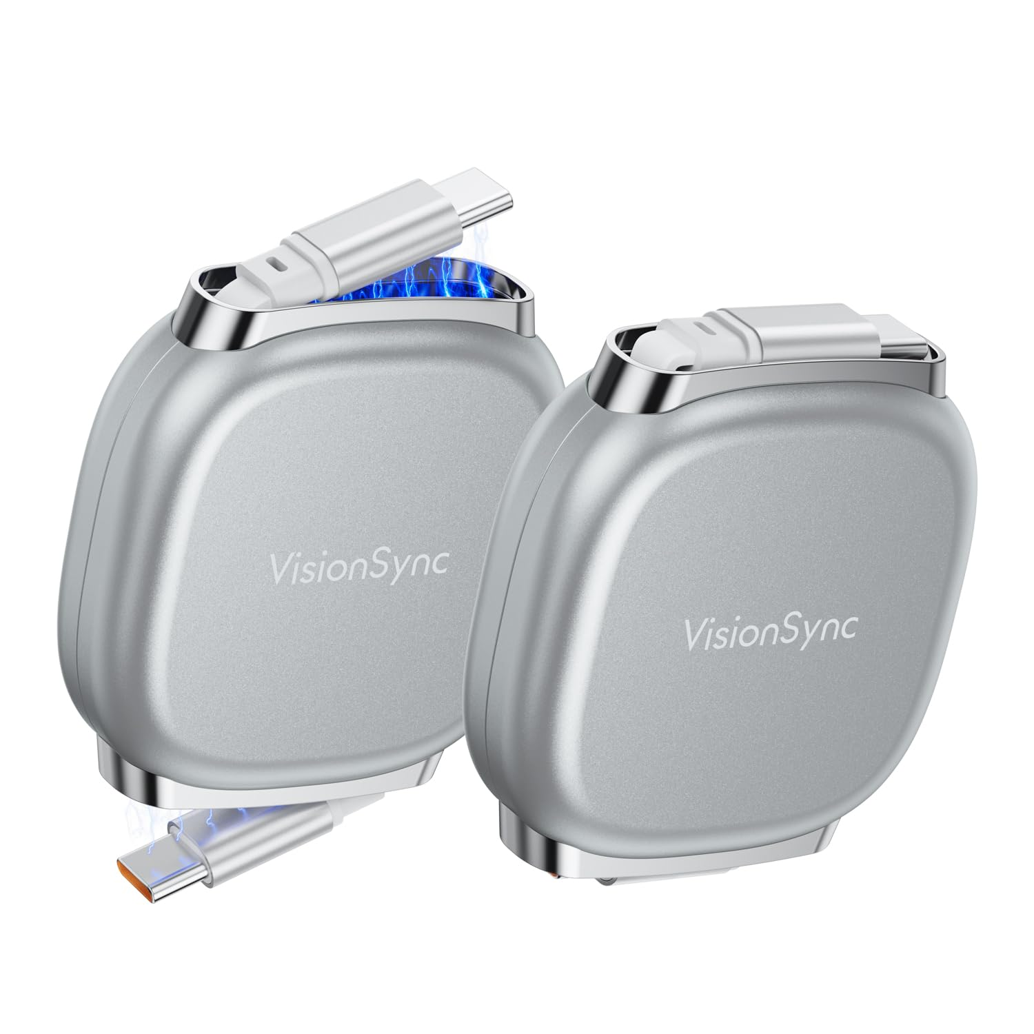 Visionsync 240W USB C to USB C Cable,Pd3.1 Retractable USB C Cable with Magnetic Slot for Travel,Car,5 Preset Length,Fast Charging for Iphone 17/16/15,Ipad,Macbook,Galaxy S25/24,(1M,2Pack,Grey) image number 6