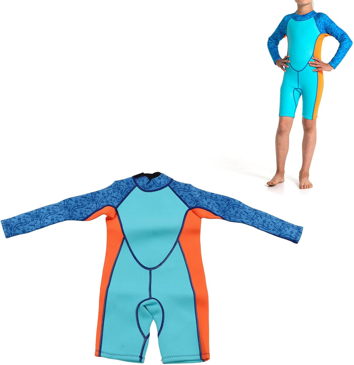 Kids Neoprene Swimsuit, Breathable Elastic Kids Diving Suit for Surfing (Size 10) image number 5