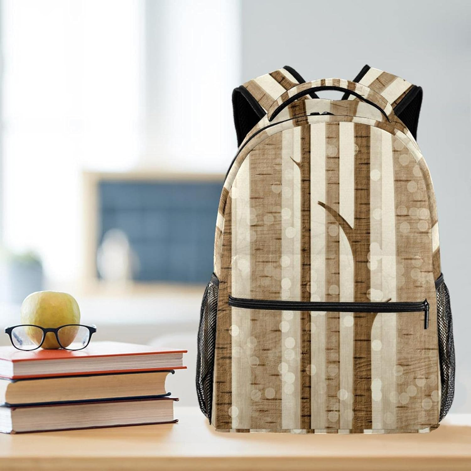 Birch Tree Pattern Backpack Students Shoulder Bags Travel Bag College School Tote Backpacks image number 4