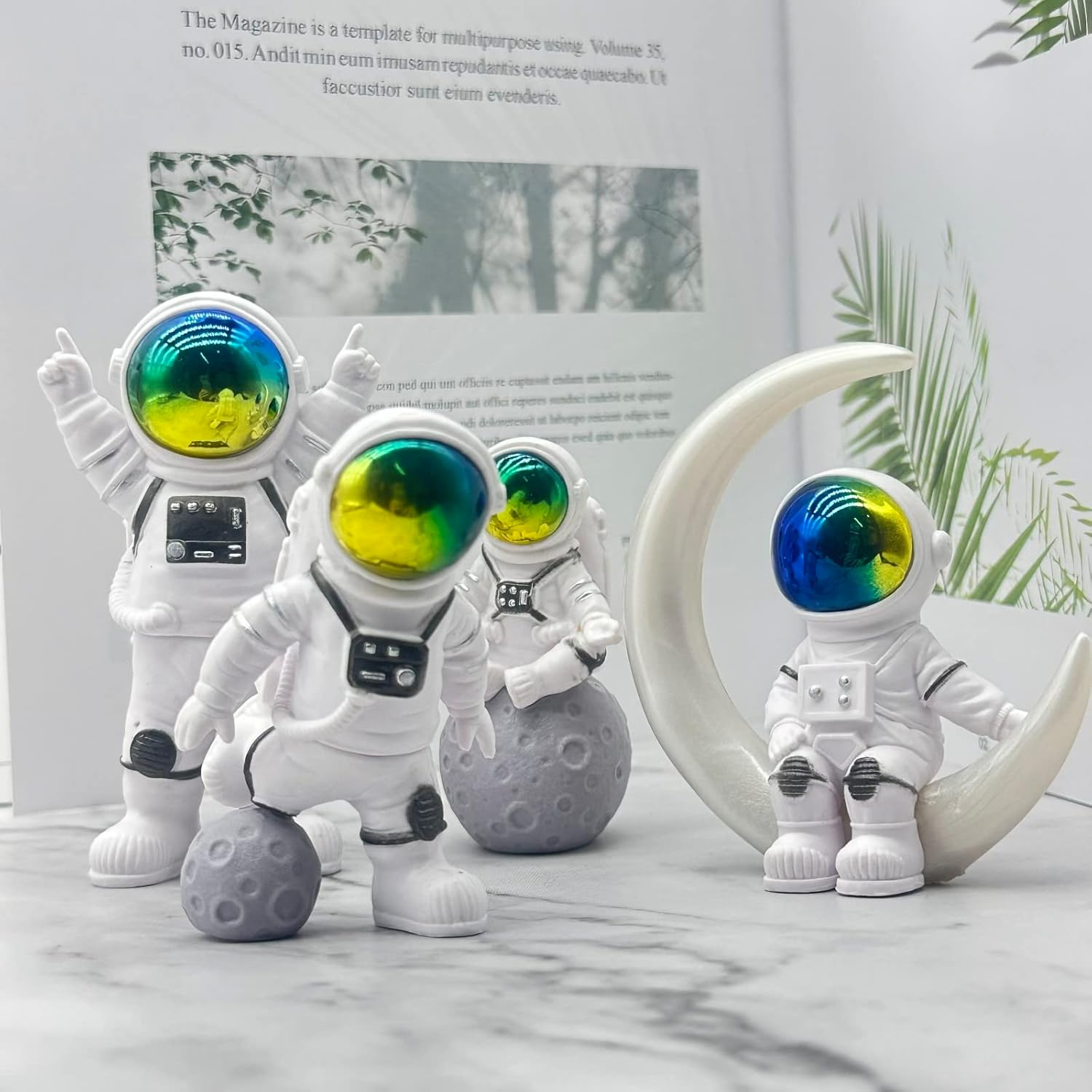 LUOZZY 8 Pcs Astronaut Figurines Cake Topper Miniature Astronaut Toys Outer Space Cake Decorations Spaceman Statues for Space Theme Party Decorations image number 3