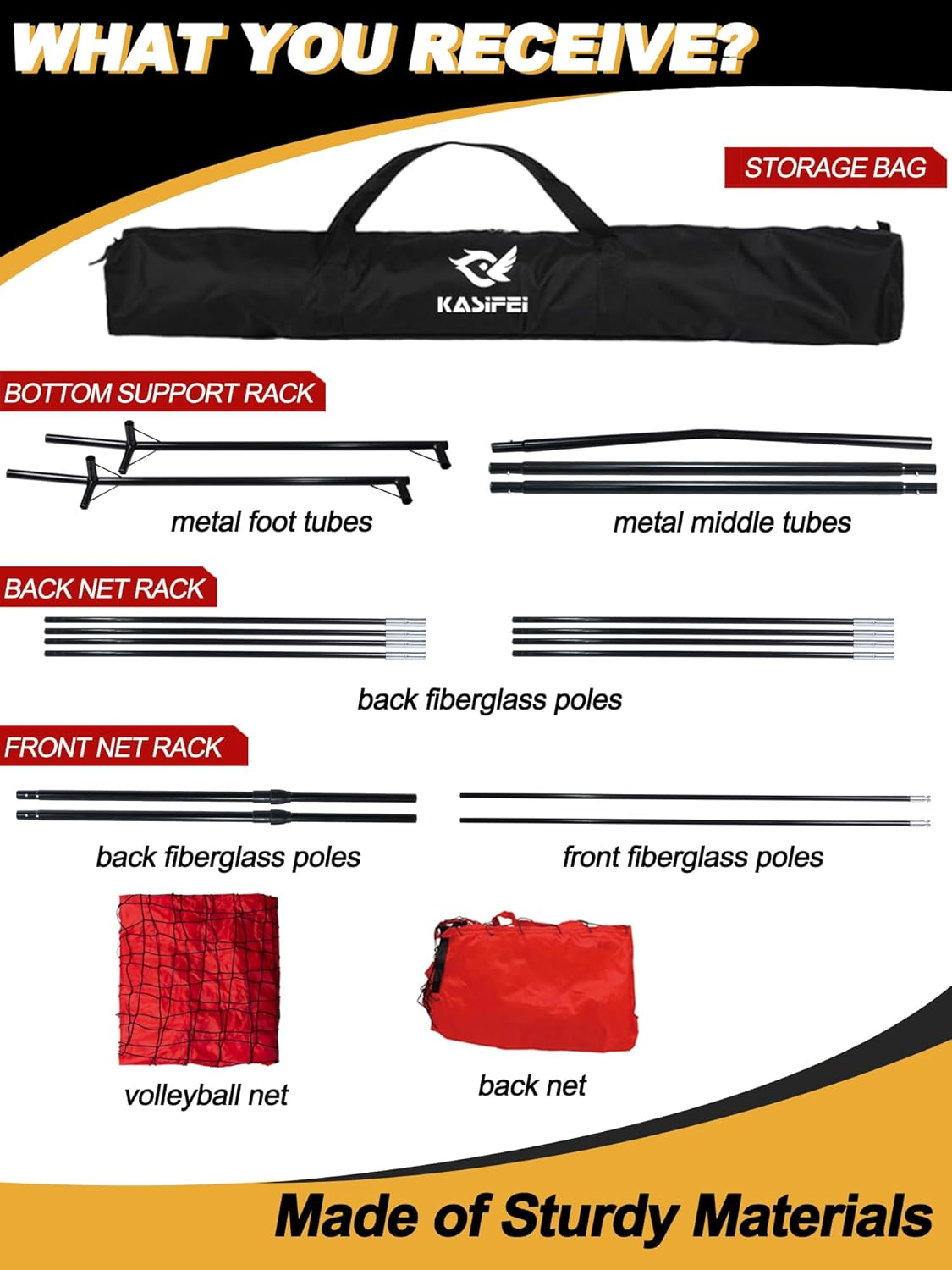 Kasifei Volleyball Training Practice Net Station, Adjustable Volleyball Training Equipment, Perfect for Spiking, Blocking and Volleying image number 5