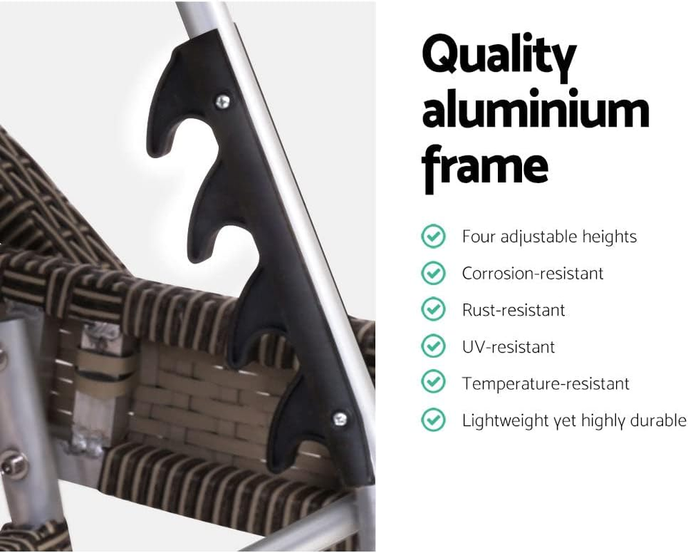 Gardeon Chaise Lounge Chair with 4 Adjustable Position Thickened Cushion Grey