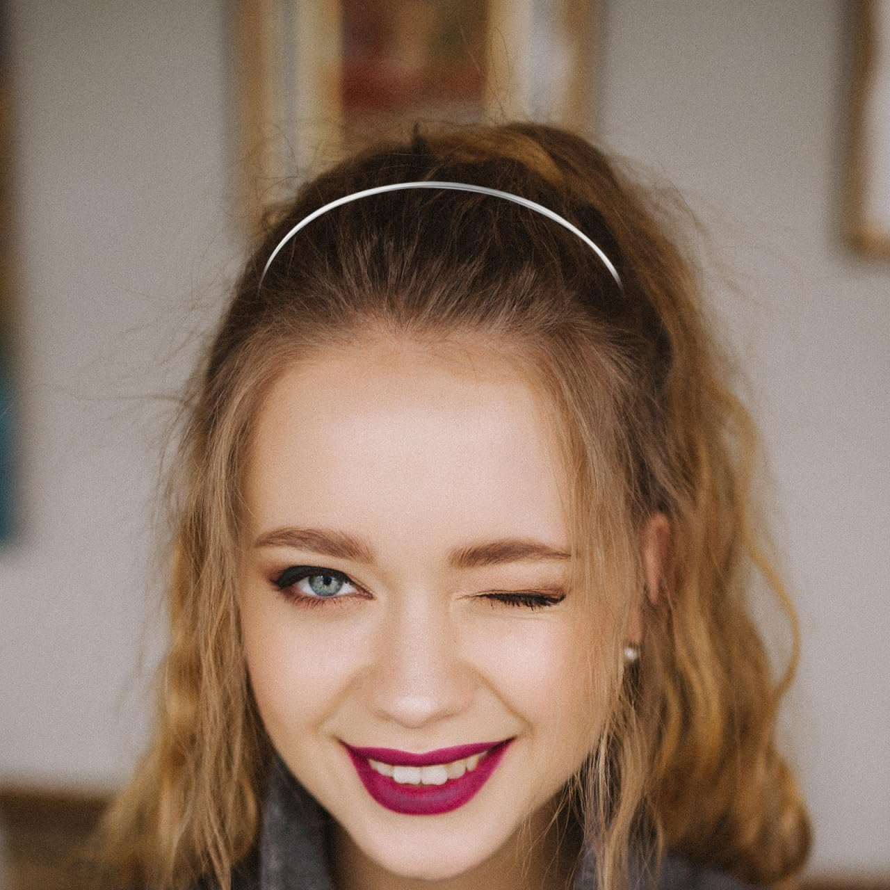 Partykindom 10 Pieces Hair Band for Girls Headband for Special Occasions Decorate Hair with Flowers or Jewellery Silver image number 2