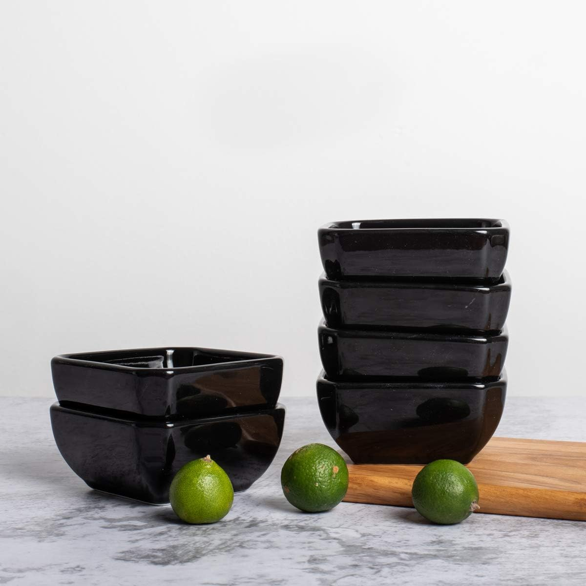 3 Oz Ceramic Dip Bowls Set- Delling Black Dipping Sauce Bowls/Dishes for Tomato Sauce, Soy, BBQ and Other Party Dinner-Chip and Serving Bowls Set - Set of 6 image number 4