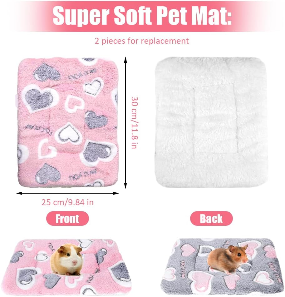 Pack of 2 Plush Bed for Small Animals, 32 X 25 Cm, Small Animal Plush Bed, Rodent Rug, Rabbit, Guinea Pig Accessories, Fluffy Bed Mat for Rabbits, Chinchilla, Squirrel, Guinea Pig image number 1