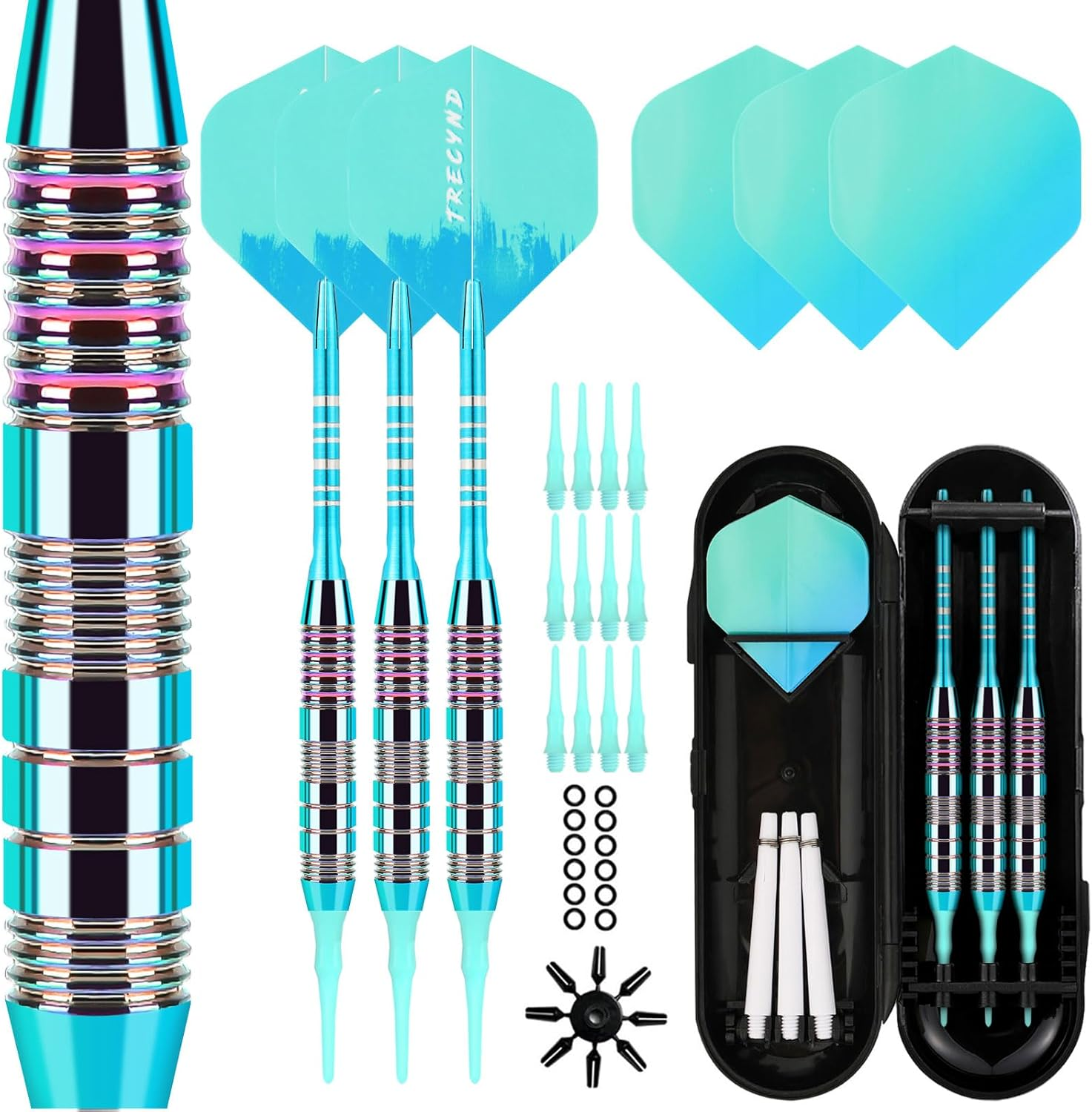 Soft Tip Darts Sets - Soft Tip Darts for Electronic Dartboard Plastic Tip Darts Set with Aluminum Shafts + Extra 3 Dart Flights 3 Replace Plastic Shafts