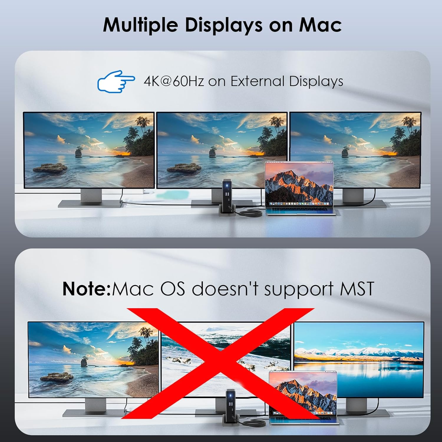WAVLINK Triple Display Laptop Docking Station, 9-In-1 USB C Display Dock with 140W PD3.1 Charging, 8K HDMI*2 + 8K Displayport Monitor Adapter for M1/M2/M3&Win【Removable Base&Upgraded Version】 image number 3