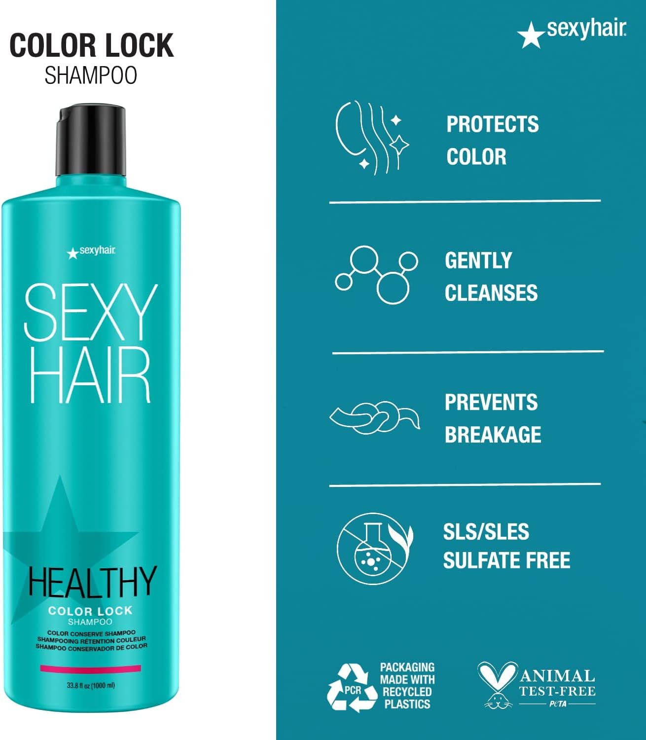 Sexy Hair Healthy Color Lock Shampoo by Sexy Hair for Unisex - 33.8 Oz Shampoo image number 2