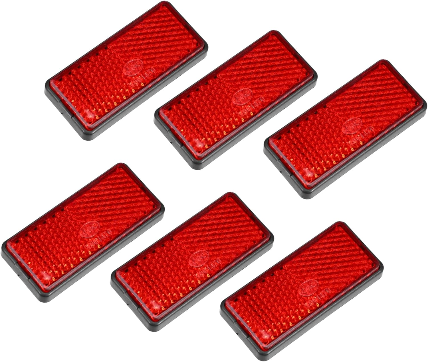 ACROPIX 6 Pcs Rectangular Stick-On Safety Spoke Reflective Self Adhesive Reflector for Gate Posts Cars Trailer Motorcycle Trucks Boat Bicycle Bike Red Car Parts image number 4