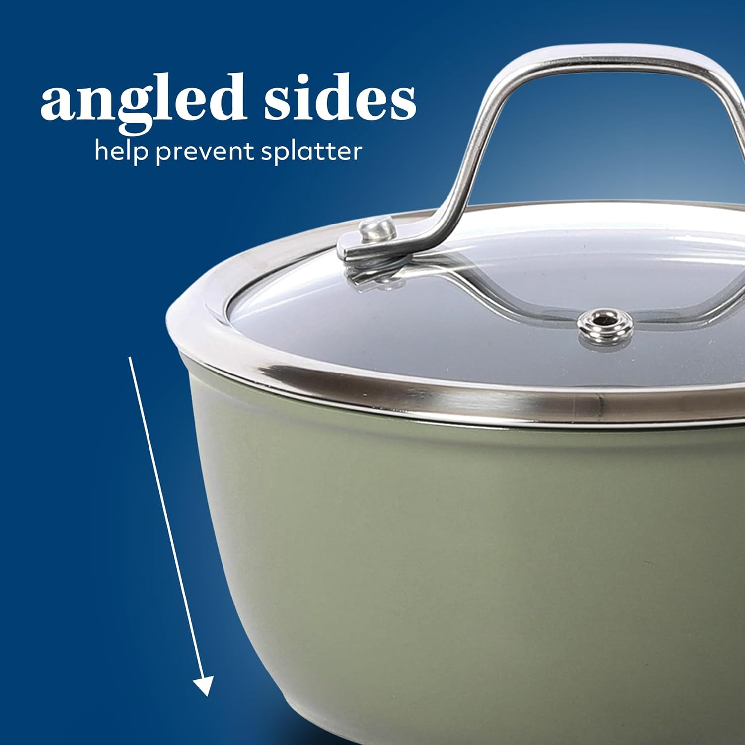 Sur La Table Kitchen Essentials 10 Piece PFA Free Titanium Ceramic Nonstick Interior Forged Aluminum Cookware Pots and Pans Set - Green - Induction Compatible image number 4