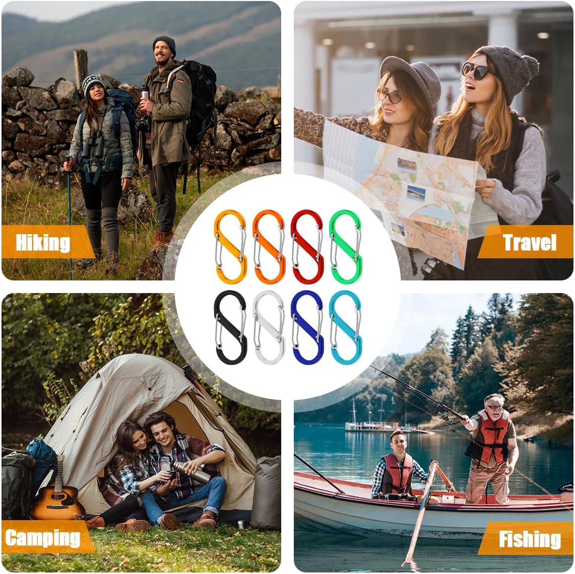 NILLOS Colorful Alloy Snap Hook, 12 PCS S-Shape Dual Clips Mini Carabiners for Outdoor Sports, Camping, Mountaineering, and Hiking (Multiple Colour) image number 6