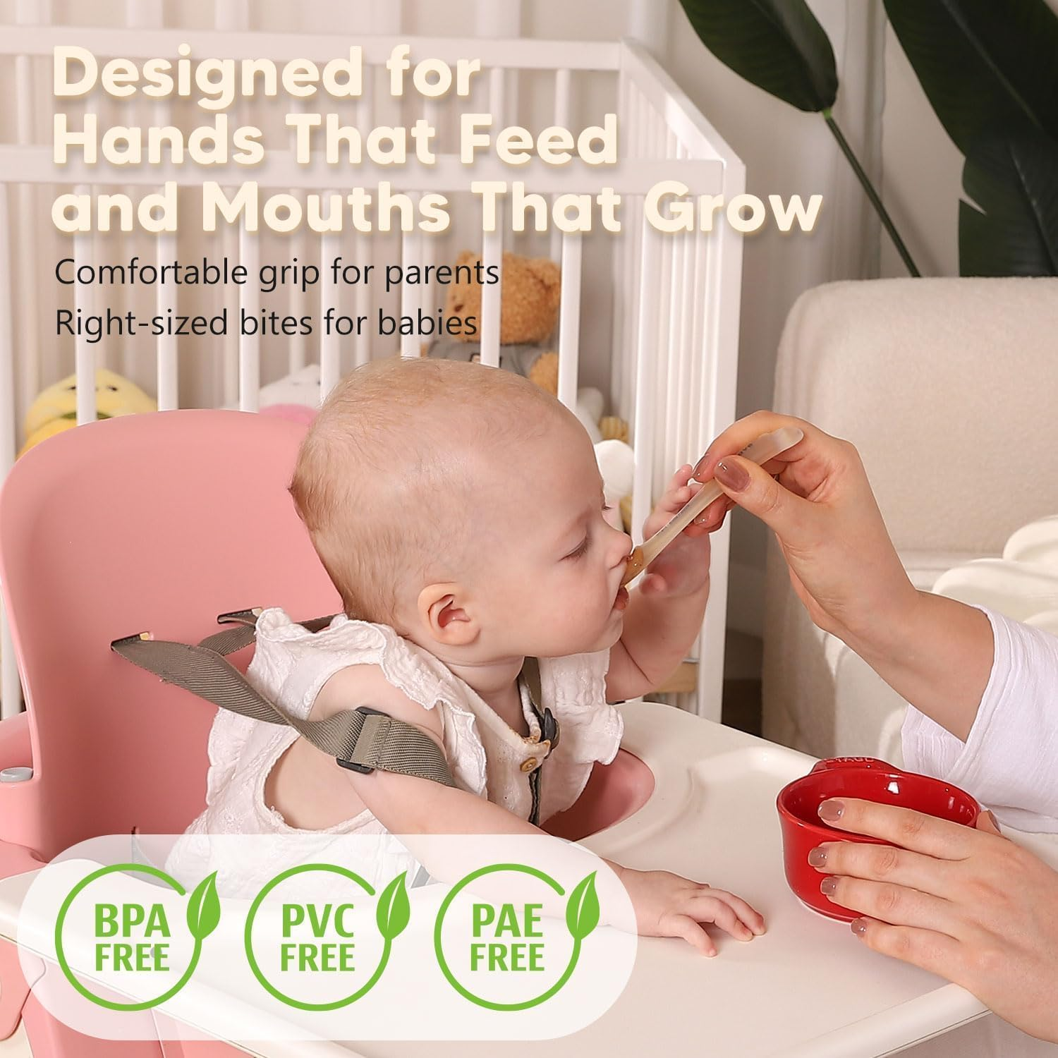 Silicone Baby First Spoon Set, Self Feeding 6 Months, Baby Led Weaning Supplies, Toddler Utensils with Safety Chain, Toddler Essentials, Dishwasher Safe Baby Safety Products image number 2