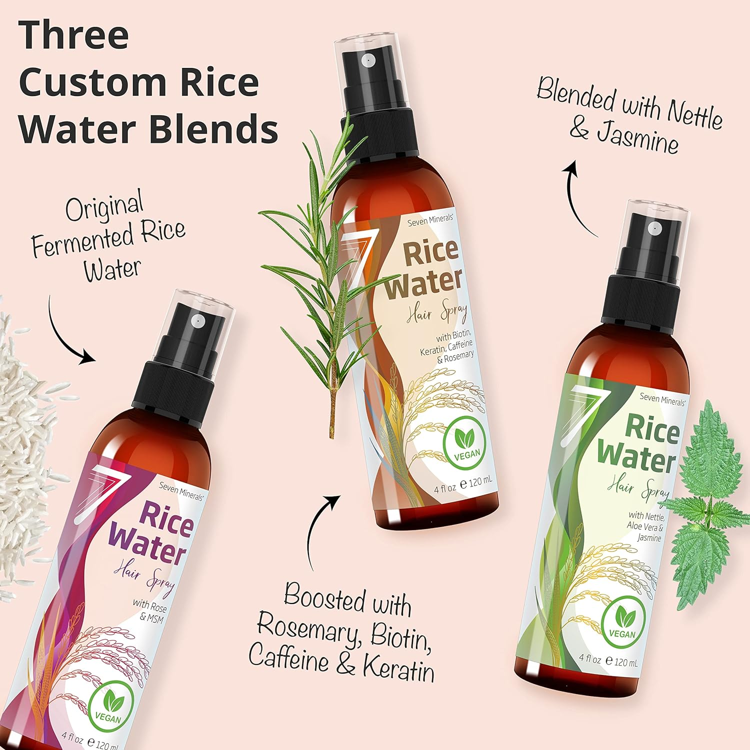 NEW Fermented Rice Water for Hair Growth - Vegan Non-Greasy Rice Water Spray - Blended with Rose Water, Aloe Vera & MSM - Naturally Thicker, Longer, Softer Hair for Women & Men (4 Fl Oz) image number 4