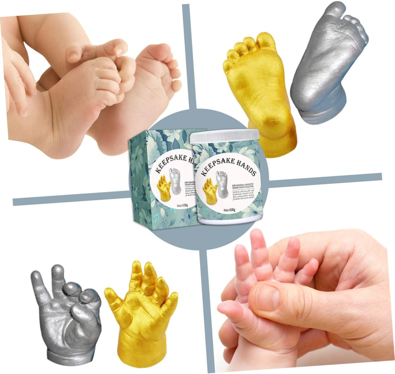 Baby Keepsake Hand Casting Kit and Foot Mold Set for Newborns and Infants, Non-Toxic Plaster Material, Memory Art for Nursery D&eacute;cor and Baby Shower image number 2