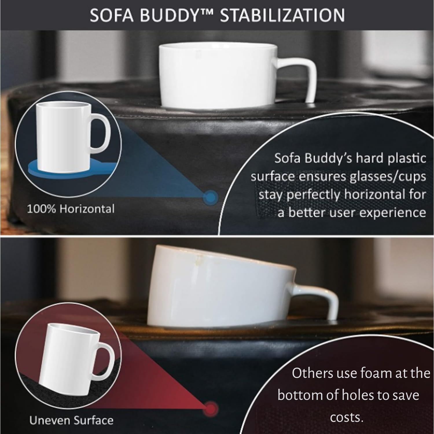 Sofa Buddy - Convenient Couch Cup Holder, Couch Caddy, Sofa Cup Holder. the Perfect Couch Accessory, GREY image number 3