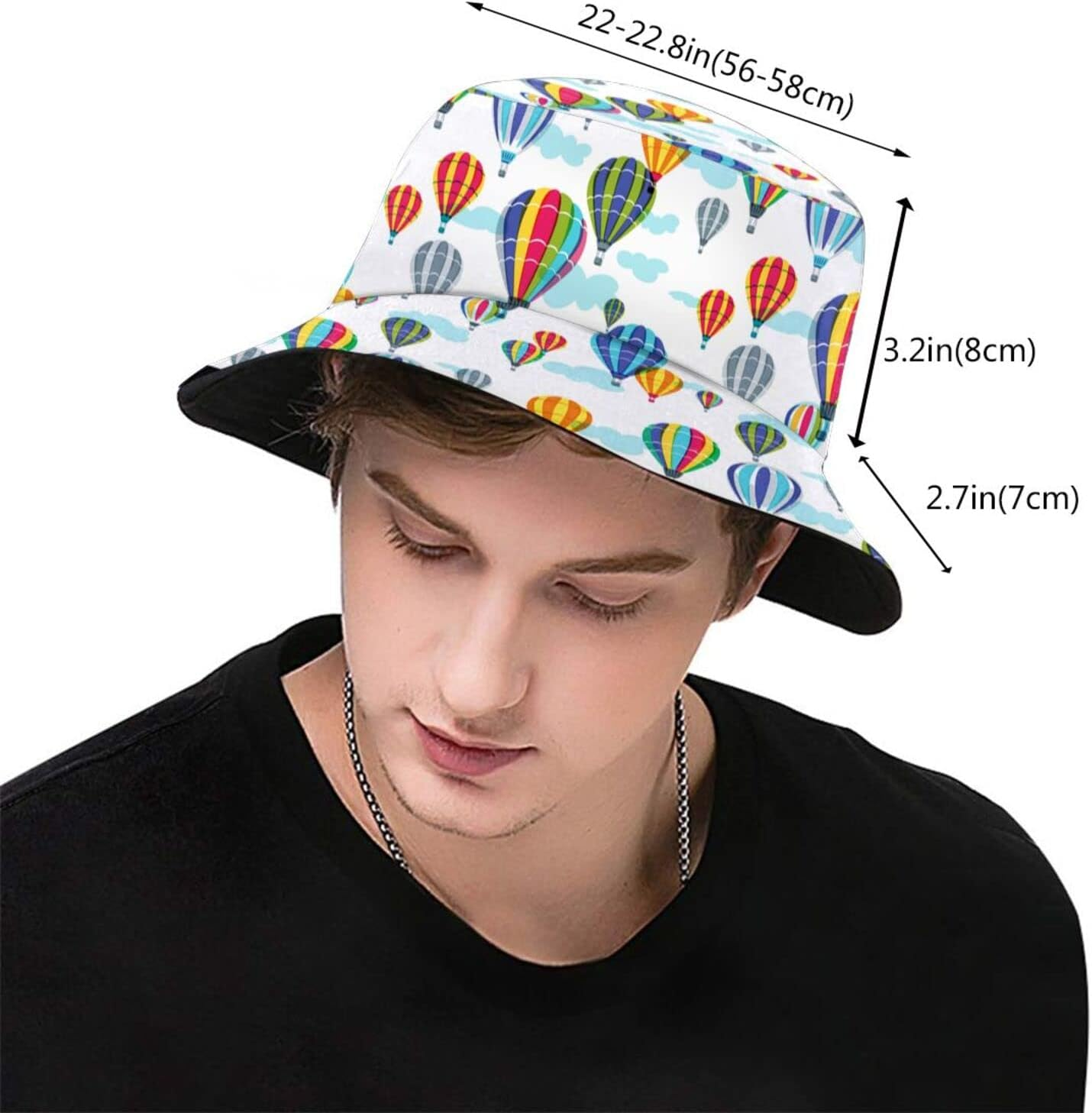 Hot Air Balloon Bucket Hat Cute Fisherman Hat Travel Packable Sun Cap Outdoor Hat for Women and Men - Cute 19 image number 7
