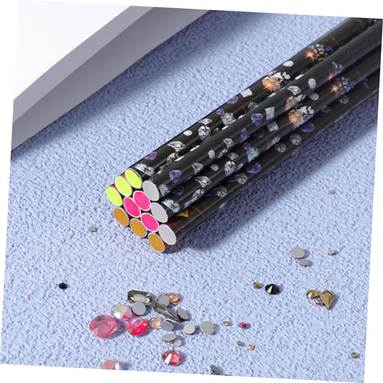 WEKADRIN 4Pcs Rhinestone Picker Wax Pencil Set for Nail Art Includes Yellow White Fuchsia and Fluorescent Green Dotting Tools for Gem Application and Manicure image number 6