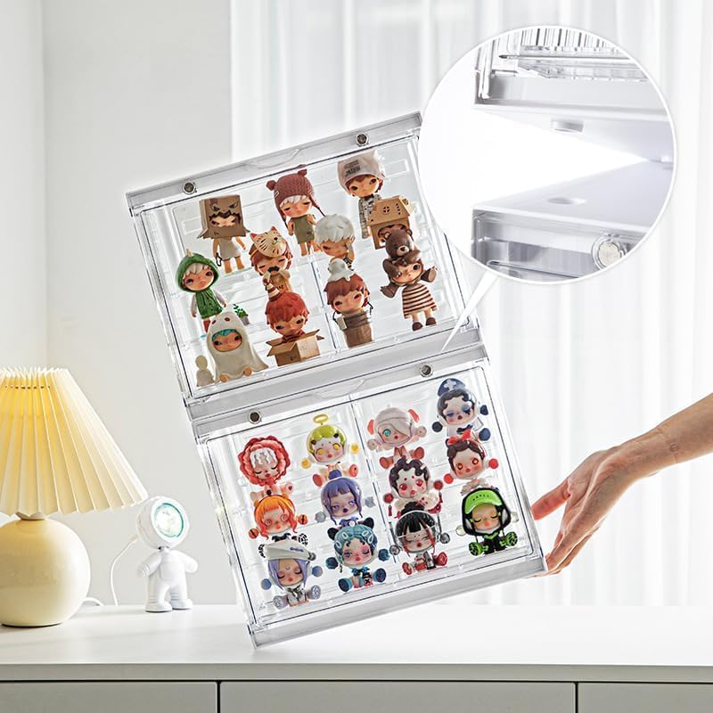 Clear Display Case for Figures, 3 Tiers Adjustable Acrylic Display Box Stand with Magnetic Door, Hobby Display Case, Clear, 1 Pack image number 6