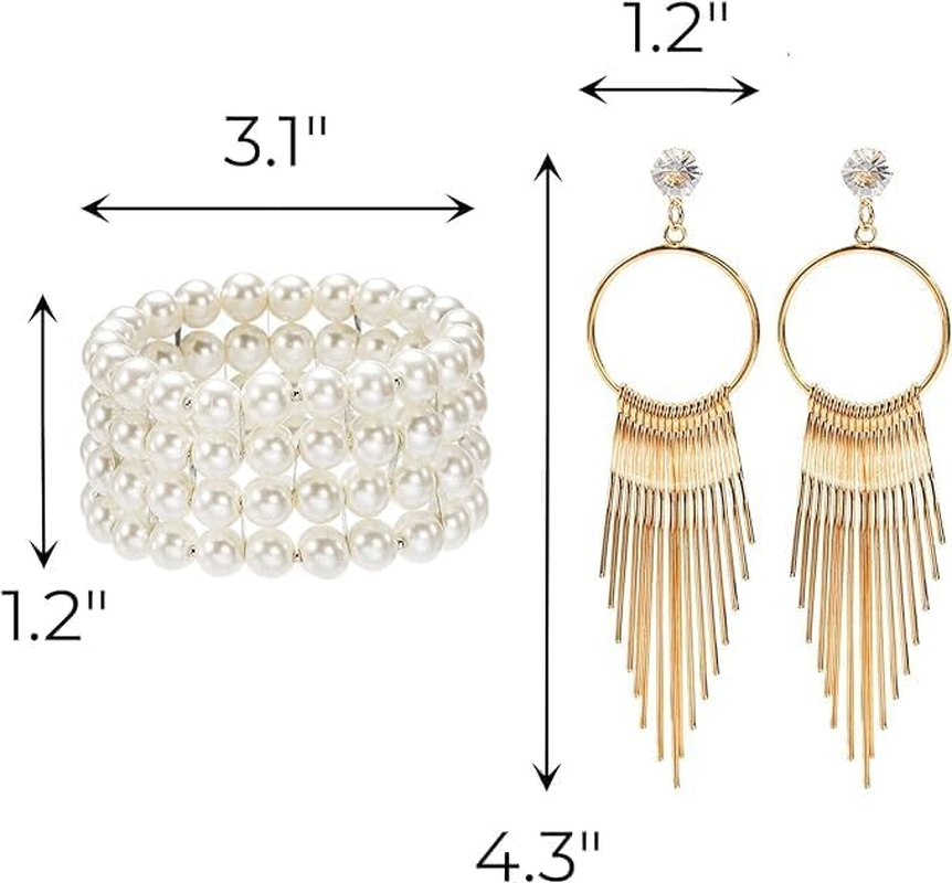 6 Pcs 1920S Flapper Accessories for Women, Roaring 20S Great Gatsby Accessories for Party, Flapper Costume Set Includes Headband, Necklace, Gloves, Earrings, Bracelet, Holder image number 6