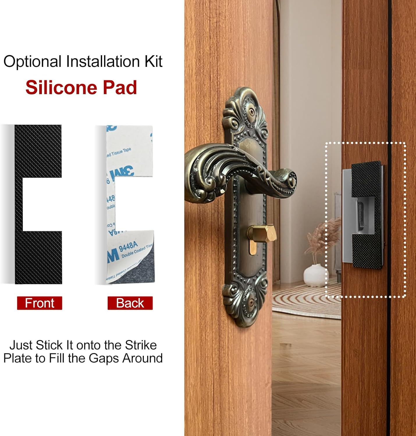 MOSECYOU Door Latch Guard Plate 7&rdquo; with 1&rdquo; Offset Cover, Outswing Door Security Protector Shield, Heavy Duty Version, Door Knob/Deadbolt Latch Protector Plate (1 Pack) image number 2