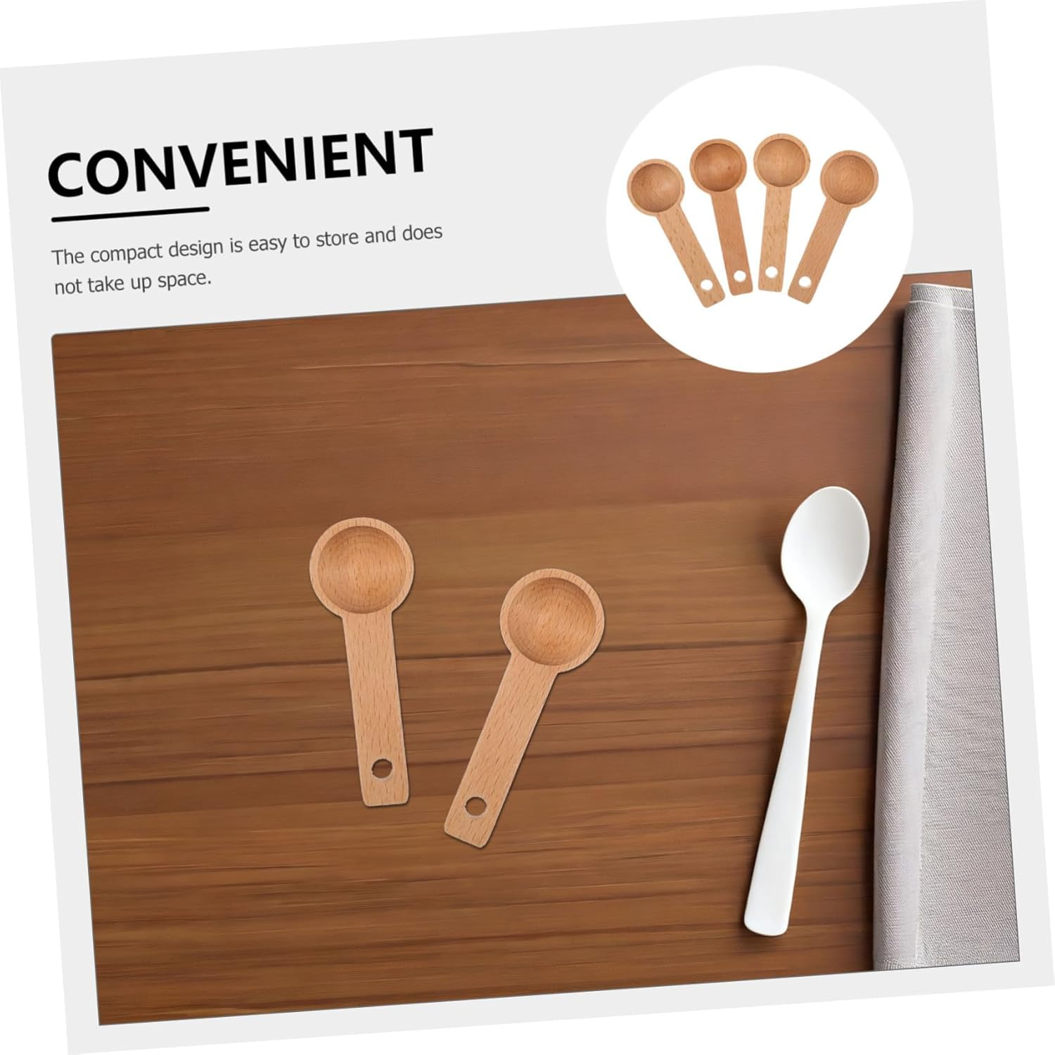 Ciieeo 4Pcs Wooden Measuring Spoon for Coffee Beans Tea Home Kitchen Use Wood Measuring Spoons image number 6