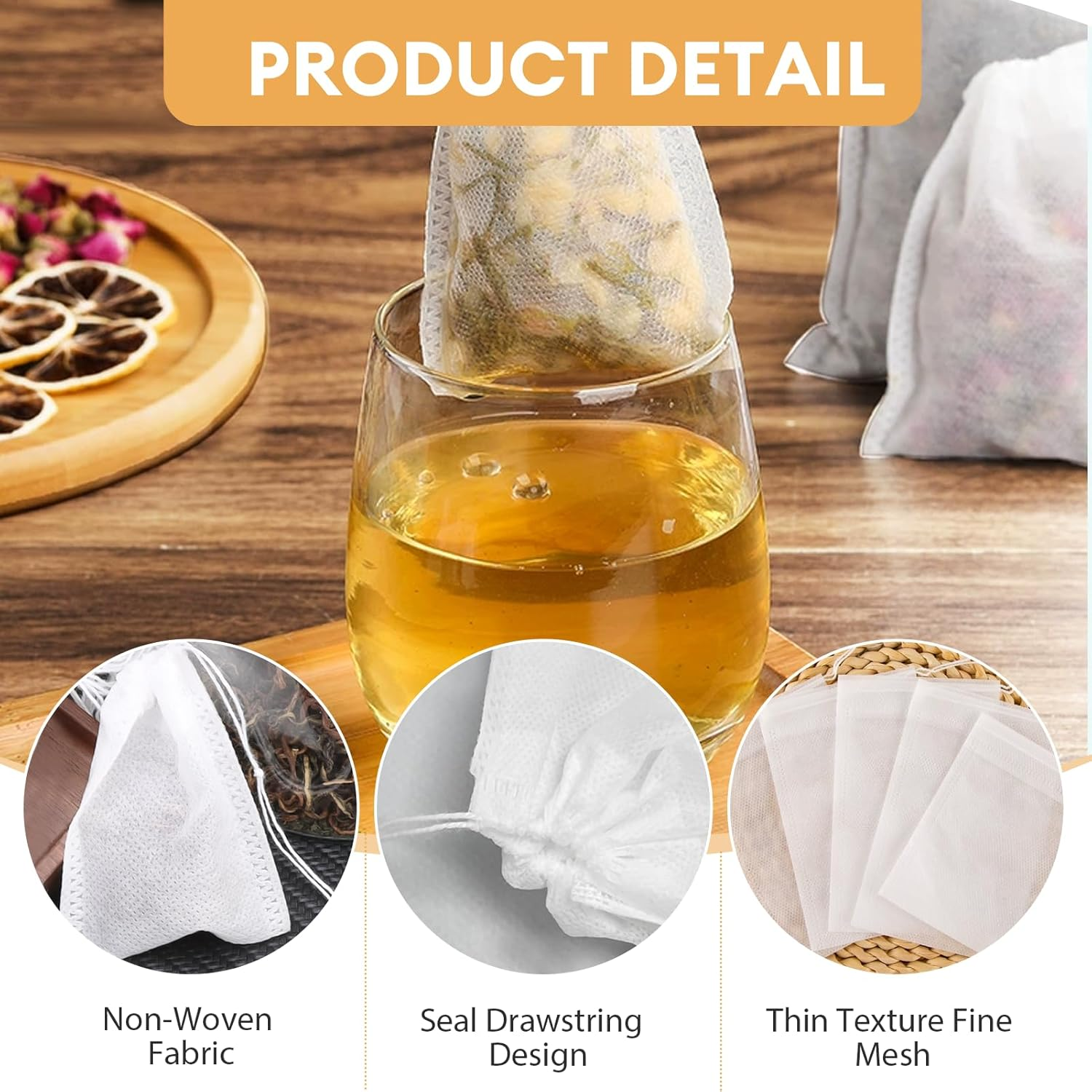 50 Pcs White Cotton Muslin Bags, Small Mesh Tea Coffee Filter Bags Reusable Drawstring Pouches for Spice Bag, Yogurt Straining, Cold Brew, Almond Milk & Loose Leaf Tea, Set of 50 (3.15 X 3.94 Inch) image number 5