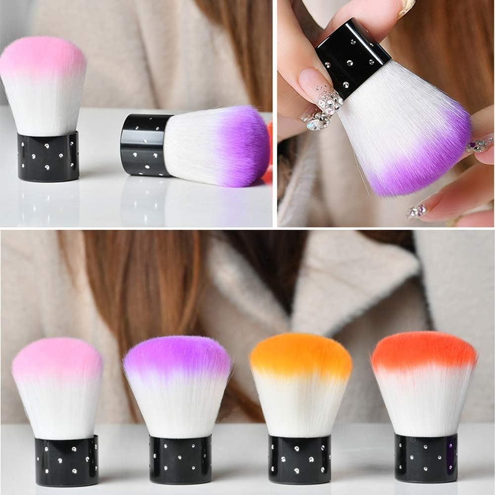 Kalolary 6Pcs Nail Art Dust Brush Remover Powder Cleaner Kabuki Brushes Makeup Powder Blush Brushes Nail Cleaning Brush Nail Art Tools for Cosmetic Makeup or Nail Art-Colorful image number 1