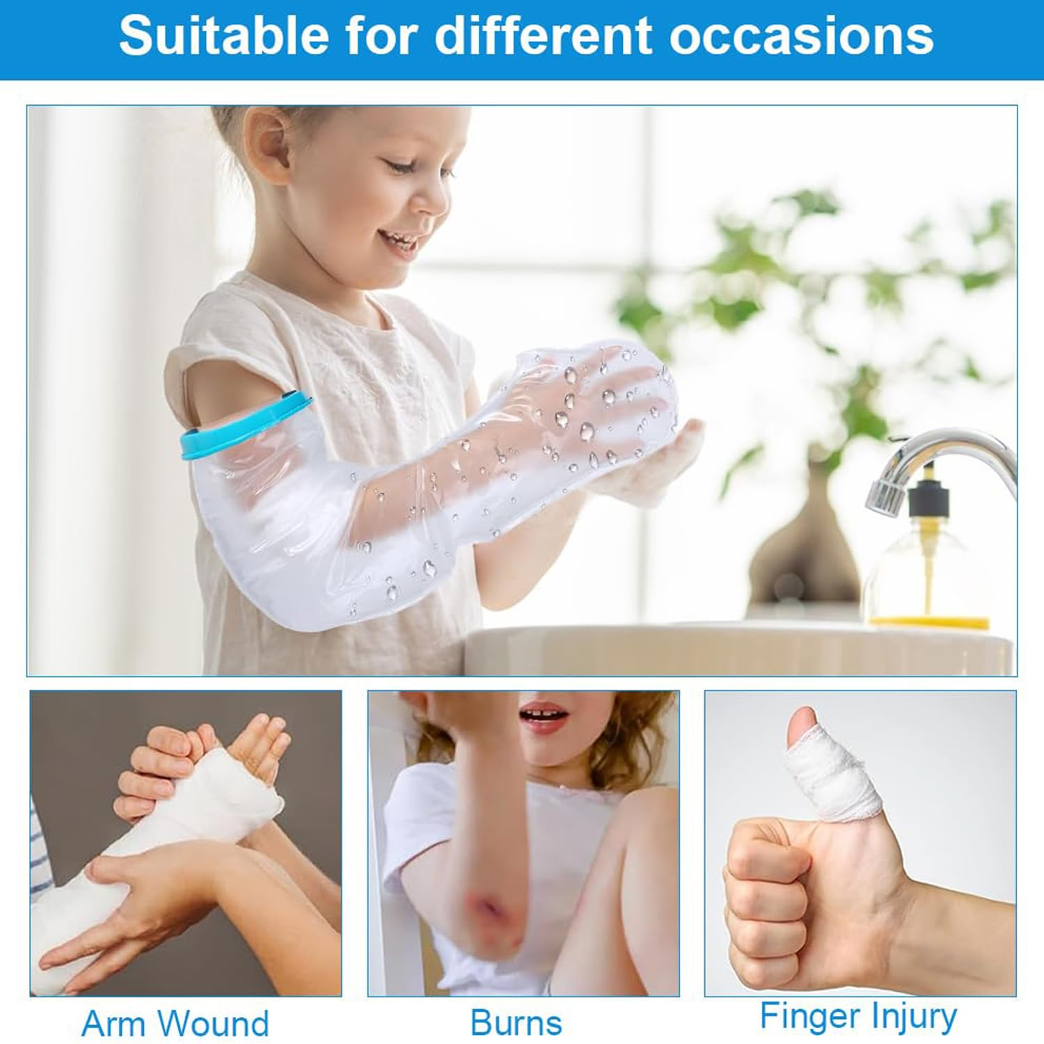 Xinghonyac Kids Arm Cast Cover for Shower Bath, Waterproof Cast Cover, Reusable Arm Plaster Shower Cover, Wrist, Finger Wound Protection Shower Cover, Arm Protector Cover Fits Unisex image number 2