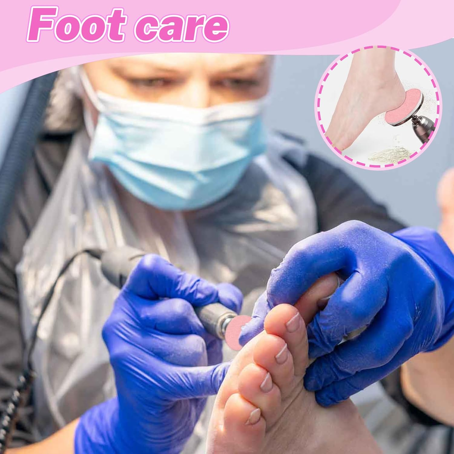 120 Pcs Sanding Paper Discs (#80#150#240 Grits) and 2 Pcs 25Mm Metal Shaft Sanding Disc Bit, Replacement Sandpaper Disk, Adjustable Speed Callus Remover Tool for Manicure Pedicure (80#150#240# Grits) image number 2